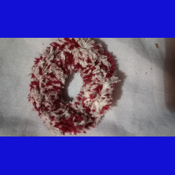 red and white scrunchie