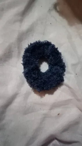 blue scrunchie fuzzy