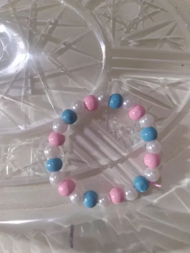 pink white blue bracelet