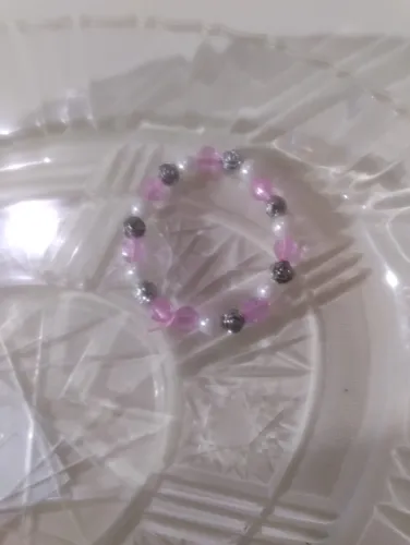 Pink white and roses bracelet