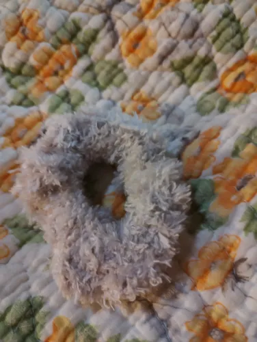 white fuzzy scrunchie